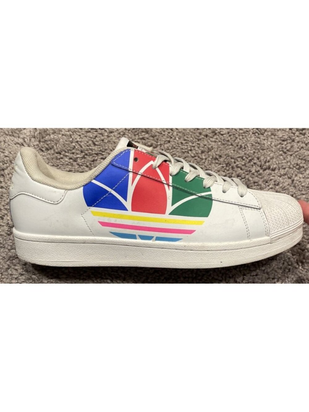 Adidas SuperStar Rainbow Kids FW4005 White Red Blue Green Size 9.5
